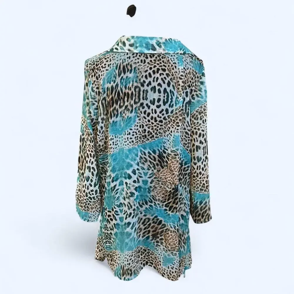 Zac & Rachel glam fairy leopard print blouse Size Large NWOT - Picture 4 of 7